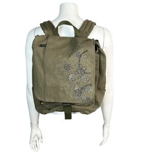 Case Logic Laptop Backpack Floral canvas Khaki Green workwear